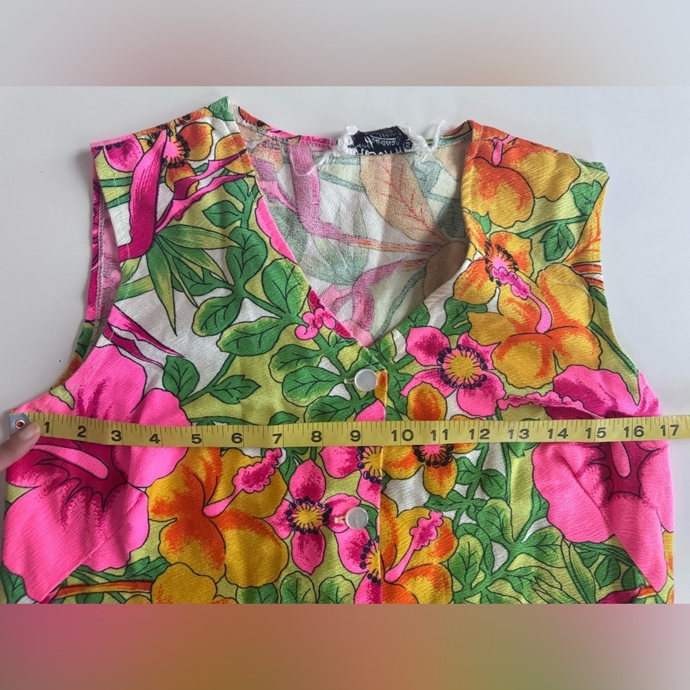 Vintage Aloha Authentic Hawaiian Originals Bright Pink Cotton Floral Dress S - Picture 9 of 11